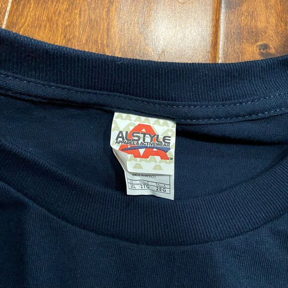 Alstyle Apparel Vintage Y2K West Virginia University Navy Yellow Tee Men's 2XL - Picture 5 of 7